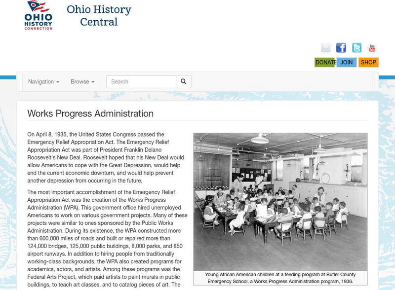 Ohio History Central: Works Progress Administration Handout Ohio History Central: Works Progress Administration Handout