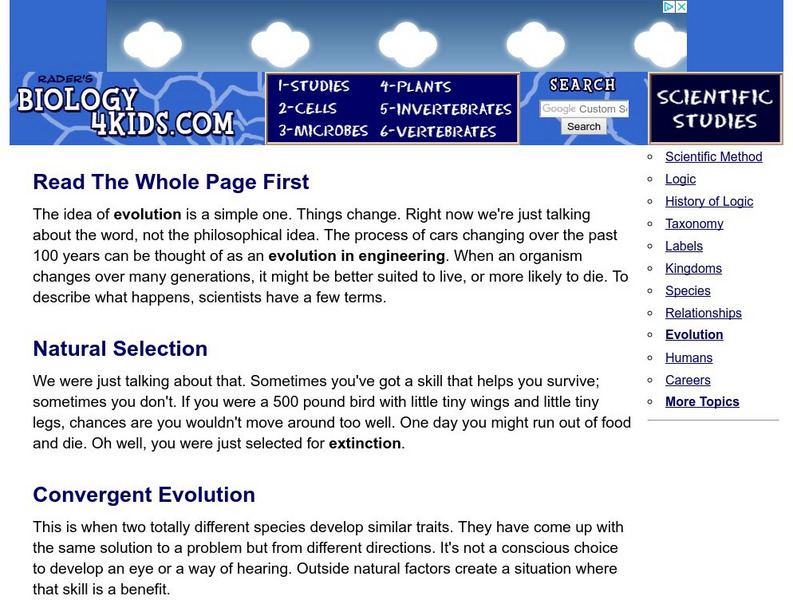 Biology4 Kids: Evolution Handout Biology4 Kids: Evolution Handout