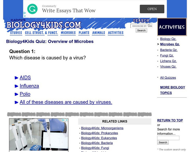 Biology4 Kids: Quiz: Microorganisms Unknown Type Biology4 Kids: Quiz: Microorganisms Unknown Type