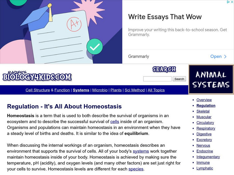 Biology4 Kids: Regulation It's All About Homeostasis Website Biology4 Kids: Regulation It's All About Homeostasis Website