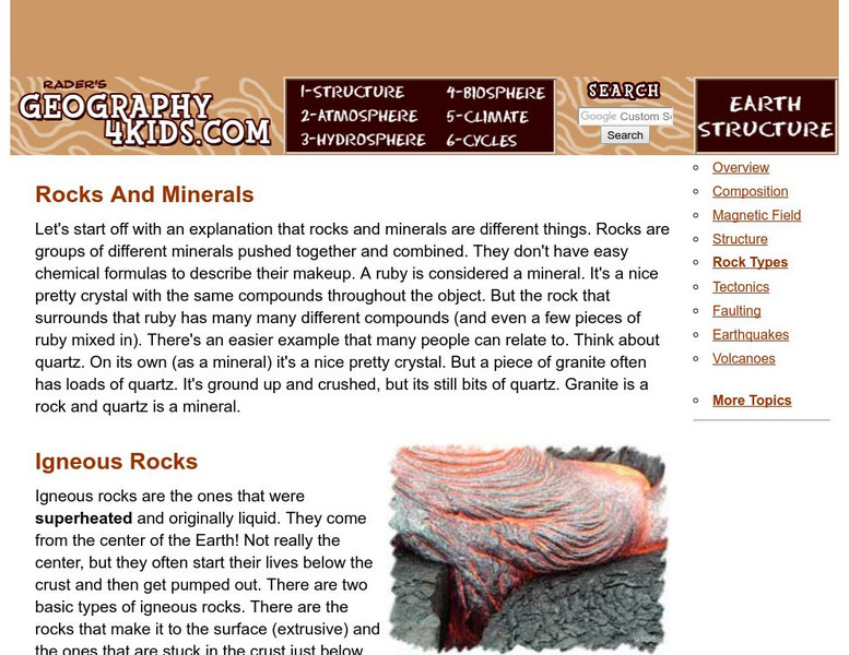 Geography4 kids.com: Rocks and Minerals Website Geography4 kids.com: Rocks and Minerals Website