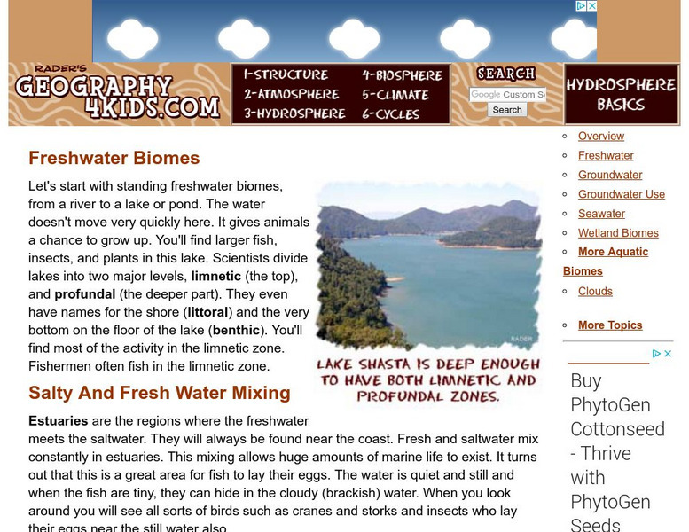 Geography4 kids.com: Water Biomes Website Geography4 kids.com: Water Biomes Website