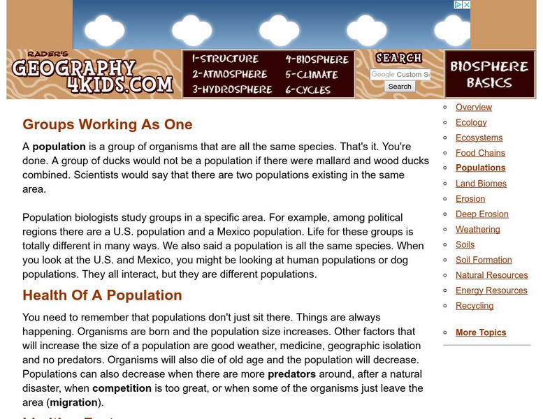 Geography4 kids.com: Groups Working as One: Population Website Geography4 kids.com: Groups Working as One: Population Website