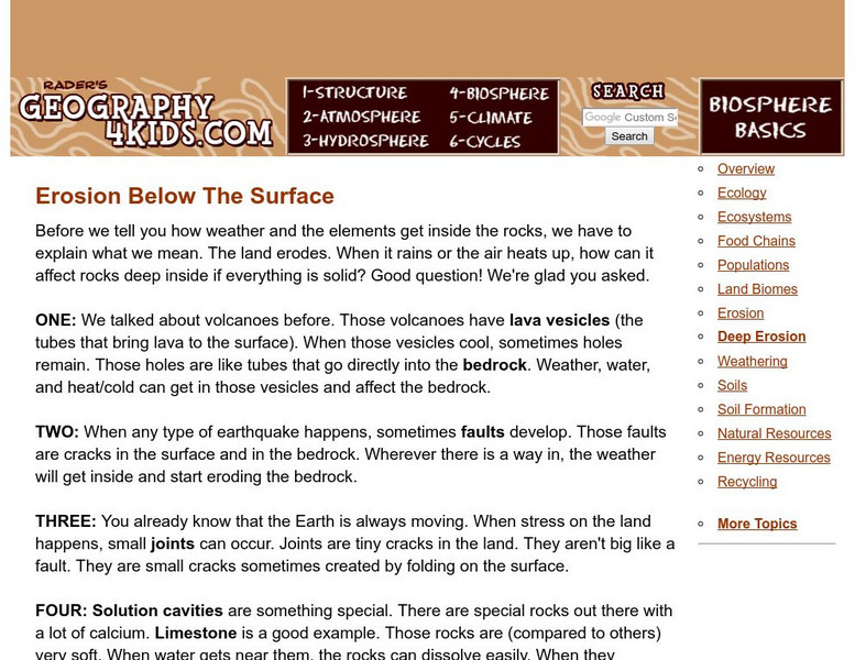 Geography4 kids.com: Erosion Below the Surface Website Geography4 kids.com: Erosion Below the Surface Website