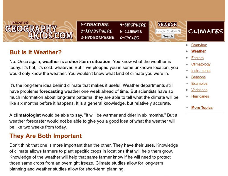 Geography4 kids.com: But Is It Weather? Website
