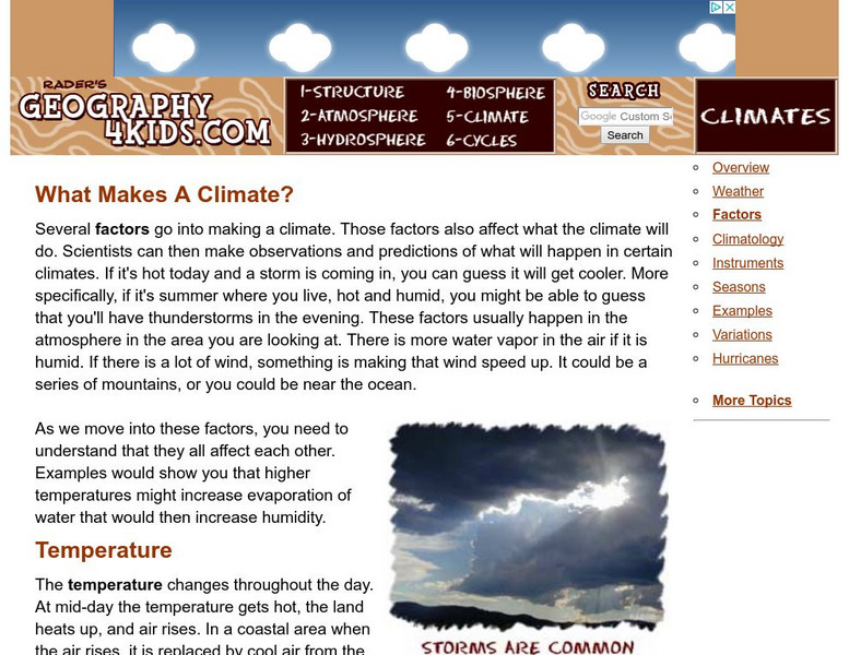 Geography4 kids.com: What Makes a Climate? Website Geography4 kids.com: What Makes a Climate? Website
