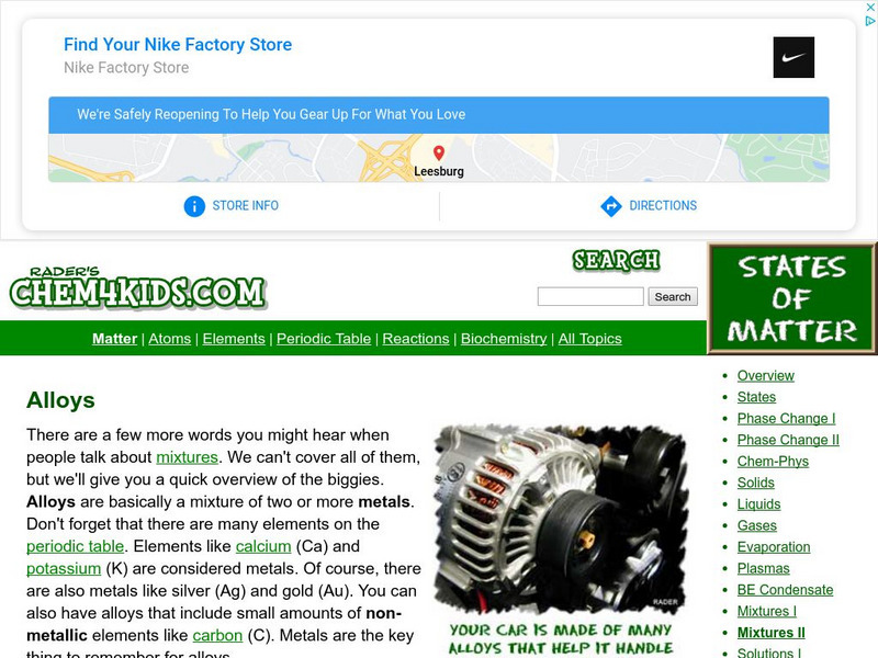 Chem4 Kids: Alloys Website