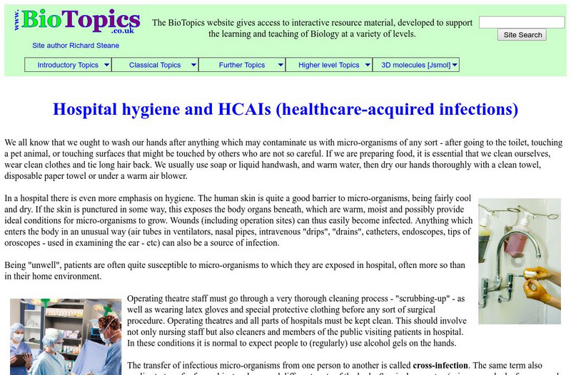 Bio Topics: Hospital Hygiene and Hca Is Handout Bio Topics: Hospital Hygiene and Hca Is Handout
