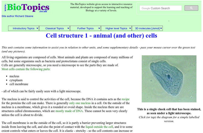 Bio Topics: Cell Structure Handout Bio Topics: Cell Structure Handout