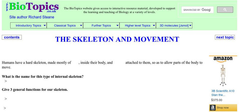 Bio Topics: The Skeleton and Movement Unknown Type Bio Topics: The Skeleton and Movement Unknown Type