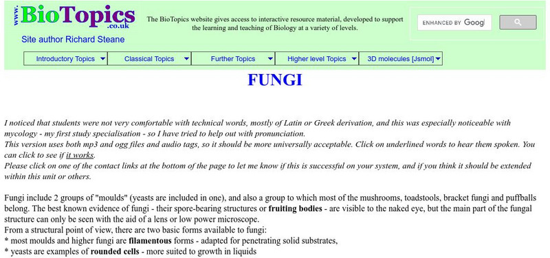 Bio Topics: Fungi Unknown Type Bio Topics: Fungi Unknown Type