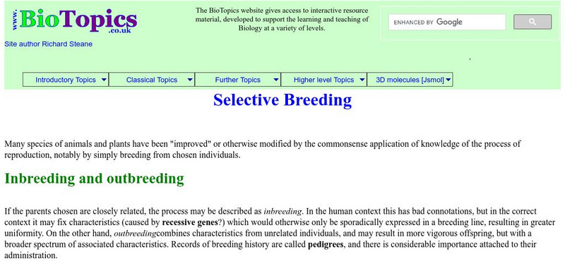 Bio Topics: Selective Breeding Unknown Type