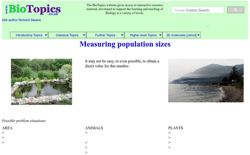 Bio Topics: Measuring Population Sizes Handout Bio Topics: Measuring Population Sizes Handout