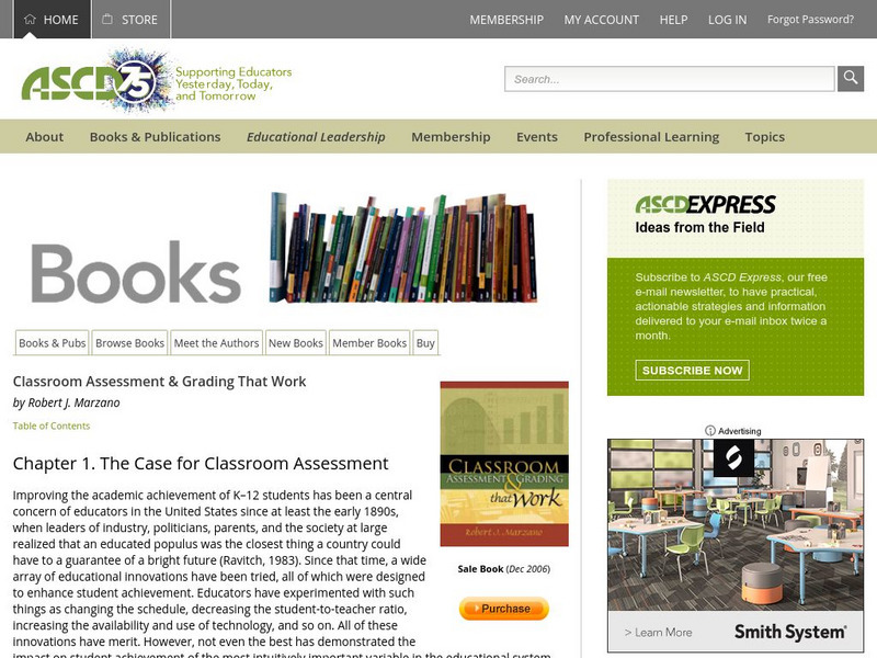 Ascd: Classroom Assessment & Grading That Work:case for Classroom Assessment Article