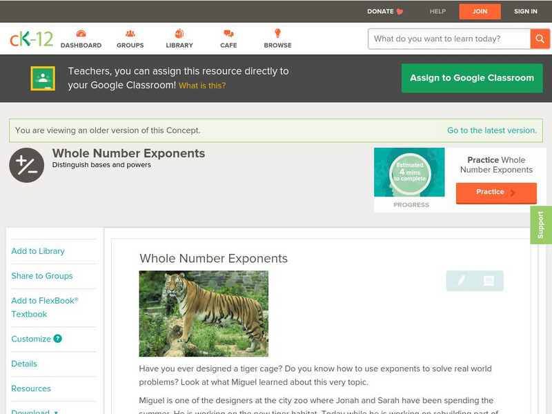 Ck 12: Arithmetic: Whole Number Exponents Unit Plan Ck 12: Arithmetic: Whole Number Exponents Unit Plan
