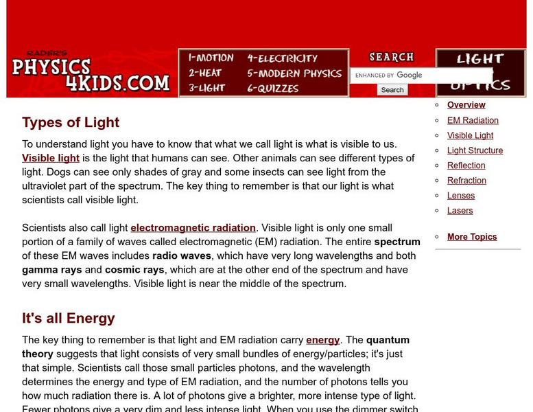 Physics 4 Kids: Types of Light Instructional Video Physics 4 Kids: Types of Light Instructional Video