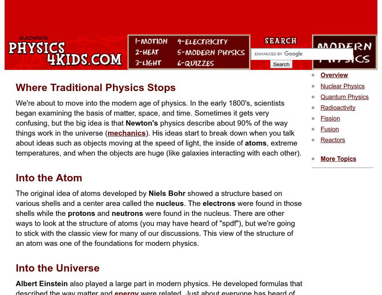 Physics 4 Kids: Where Traditional Physics Stops Article Physics 4 Kids: Where Traditional Physics Stops Article