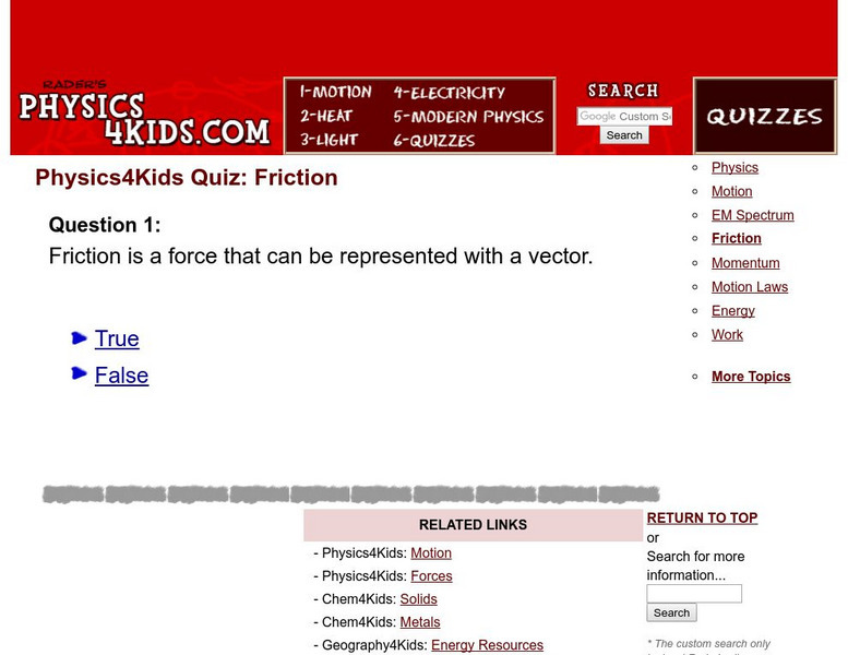 Physics 4 Kids: Friction Quiz Unknown Type Physics 4 Kids: Friction Quiz Unknown Type