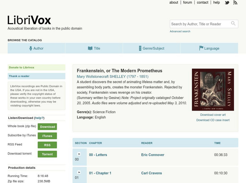 Frankenstein, or Modern Prometheus: Audio Unit Plan Frankenstein, or Modern Prometheus: Audio Unit Plan