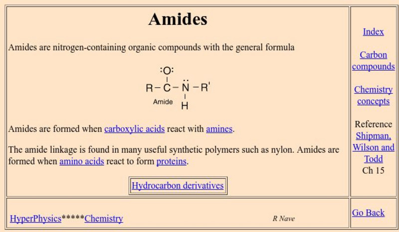 Georgia State University: Hyper Physics: Amides Graphic