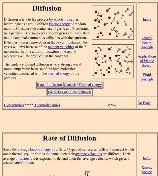 Georgia State University: Hyper Physics: Membrane Transport Handout