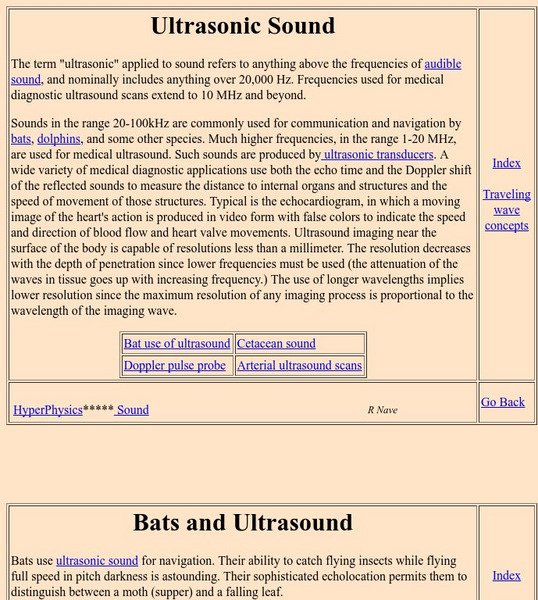 Georgia State University: Hyper Physics: Ultrasonic Sound Handout Georgia State University: Hyper Physics: Ultrasonic Sound Handout