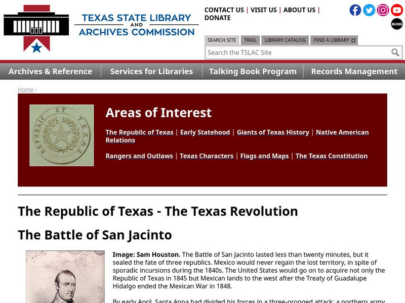 Texas State Library and Archives Commission: Battle of San Jacinto Primary Texas State Library and Archives Commission: Battle of San Jacinto Primary