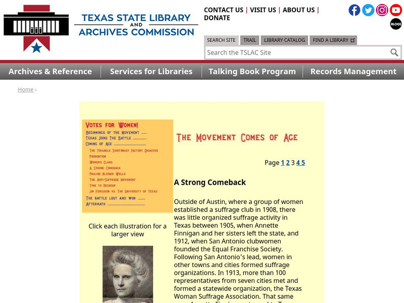 Texas State Library and Archives Commission: The Movement Comes of Age: A Strong Comeback Article Texas State Library and Archives Commission: The Movement Comes of Age: A Strong Comeback Article