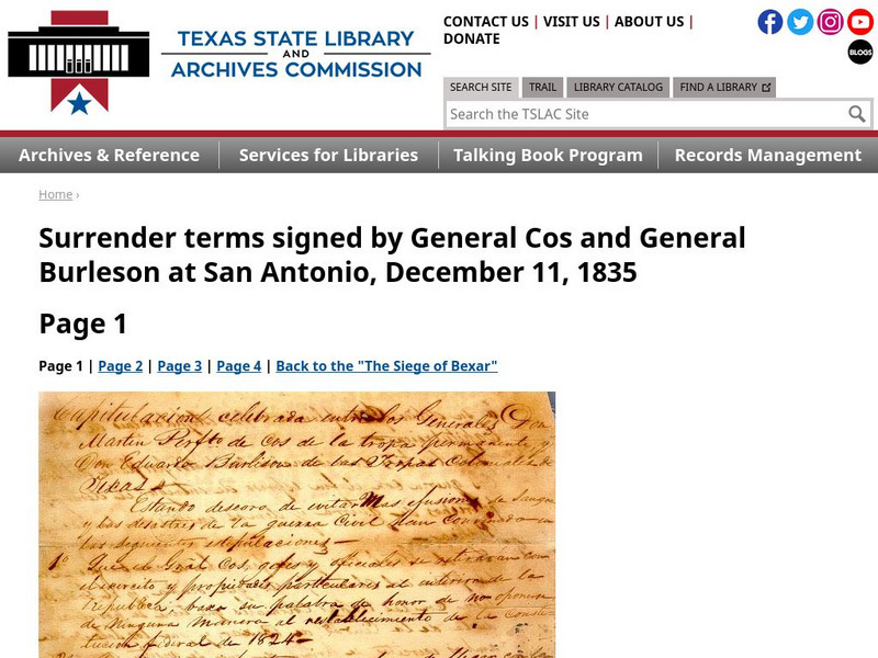 Texas State Library and Archives Commission: Martin Perfecto De Cos Primary