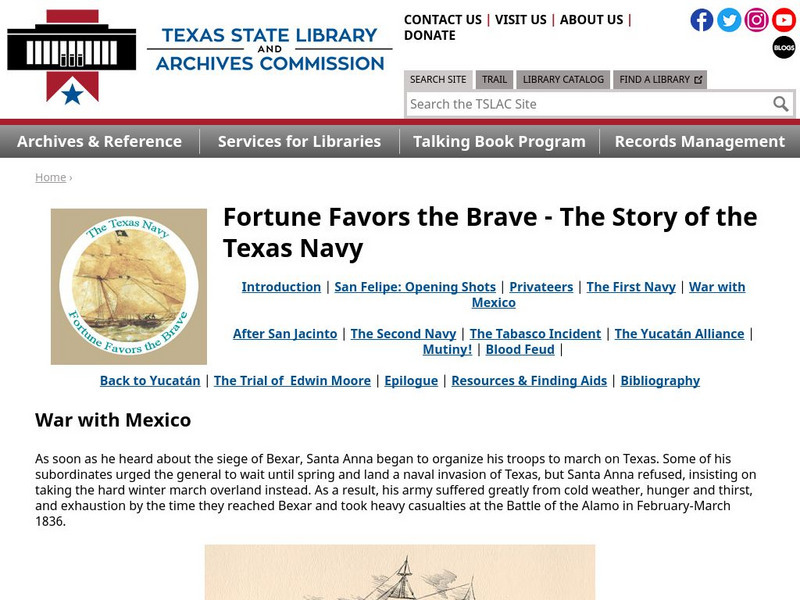 Texas State Library and Archives Commission: The Texas Navy: War With Mexico Primary Texas State Library and Archives Commission: The Texas Navy: War With Mexico Primary