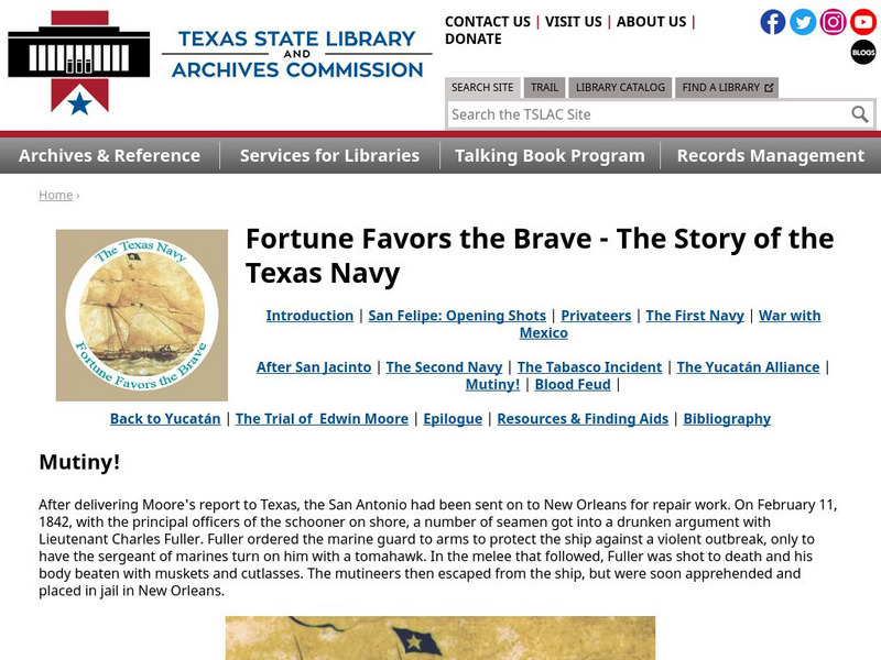 Texas State Library and Archives Commission: The Texas Navy: Mutiny! Primary Texas State Library and Archives Commission: The Texas Navy: Mutiny! Primary