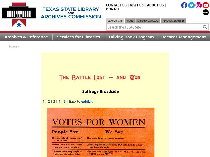 Texas State Library and Archives Commission: The Battle Lost and Won: Suffrage Broadside: People Say,we Say Website Texas State Library and Archives Commission: The Battle Lost and Won: Suffrage Broadside: People Say,we Say Website