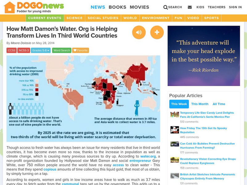 Dogo News: Week of 6 2 14: How Water. Org Is Helping Transform Third World Article Dogo News: Week of 6 2 14: How Water. Org Is Helping Transform Third World Article