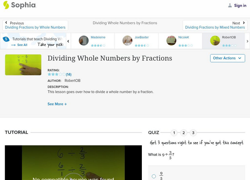 Sophia: Dividing Whole Numbers by Fractions Unit Plan Sophia: Dividing Whole Numbers by Fractions Unit Plan