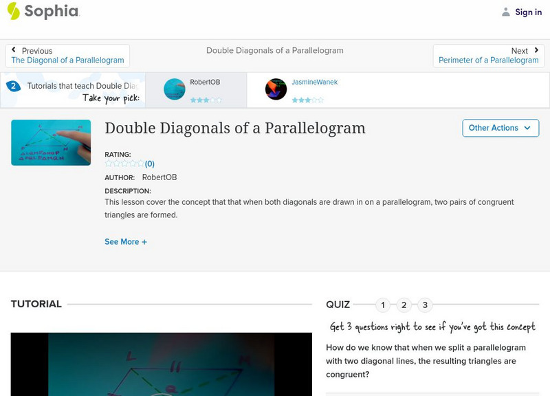 Sophia: Double Diagonals of a Parallelogram Instructional Video Sophia: Double Diagonals of a Parallelogram Instructional Video