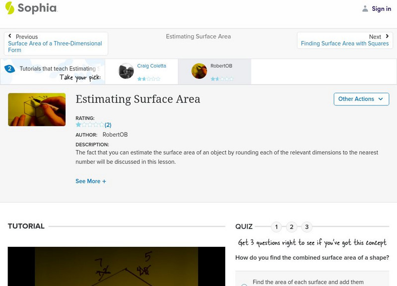 Sophia: Estimating Surface Area Instructional Video Sophia: Estimating Surface Area Instructional Video