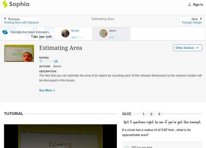 Sophia: Estimating Area Instructional Video Sophia: Estimating Area Instructional Video