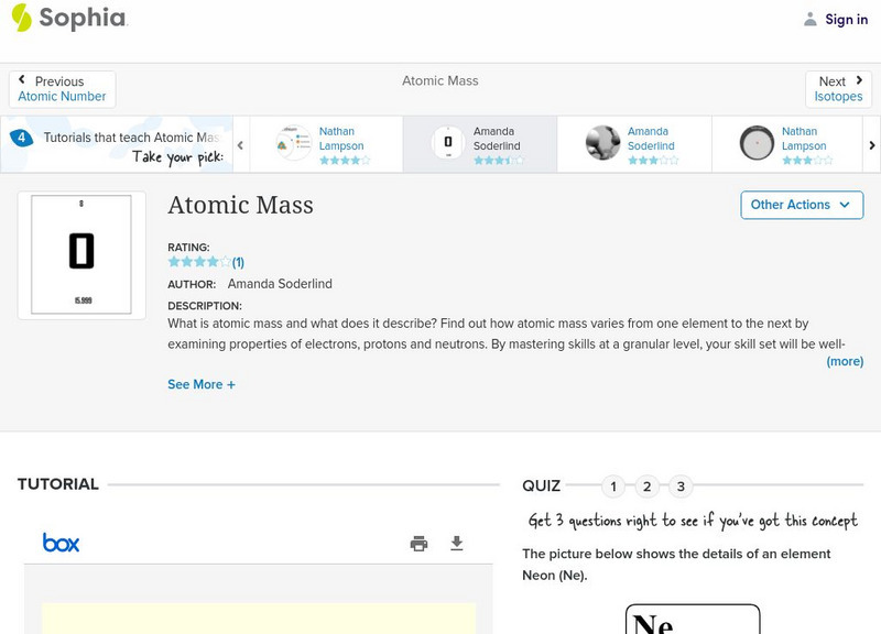 Sophia: Atomic Mass: Lesson 3 PPT Sophia: Atomic Mass: Lesson 3 PPT