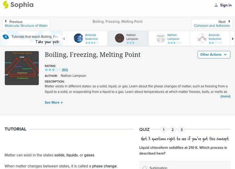 Sophia: Boiling, Freezing, Melting Point: Lesson 2 Unit Plan Sophia: Boiling, Freezing, Melting Point: Lesson 2 Unit Plan