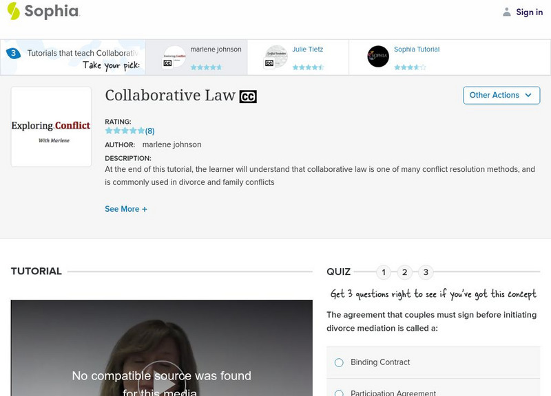Sophia: Collaborative Law: Lesson 2 Instructional Video Sophia: Collaborative Law: Lesson 2 Instructional Video