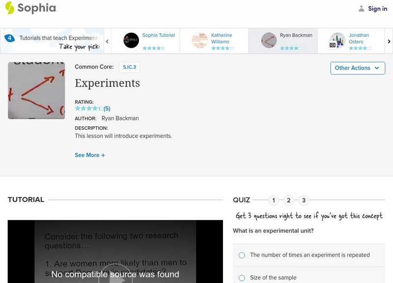 Sophia: Experiments: Lesson 6 Instructional Video Sophia: Experiments: Lesson 6 Instructional Video