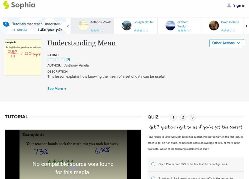 Sophia: Understanding Mean: Lesson 1 Unit Plan Sophia: Understanding Mean: Lesson 1 Unit Plan