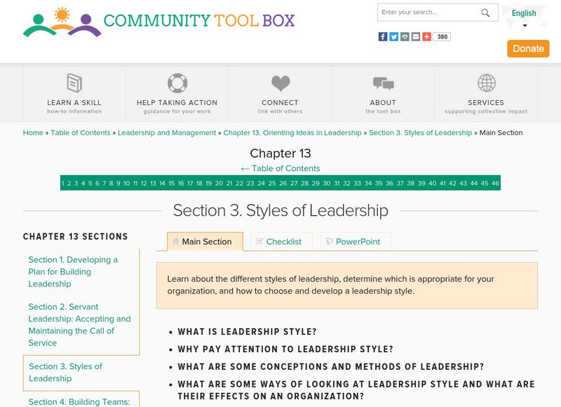 The Community Tool Box: Styles of Leadership Handout