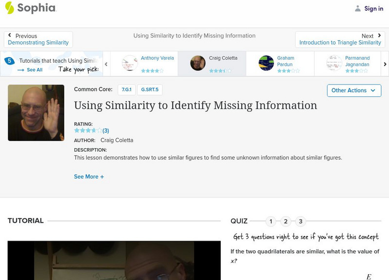 Sophia: Using Similarity to Identify Missing Information: Lesson 4 Instructional Video Sophia: Using Similarity to Identify Missing Information: Lesson 4 Instructional Video