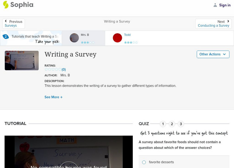 Sophia: Writing a Survey: Lesson 2 Instructional Video Sophia: Writing a Survey: Lesson 2 Instructional Video