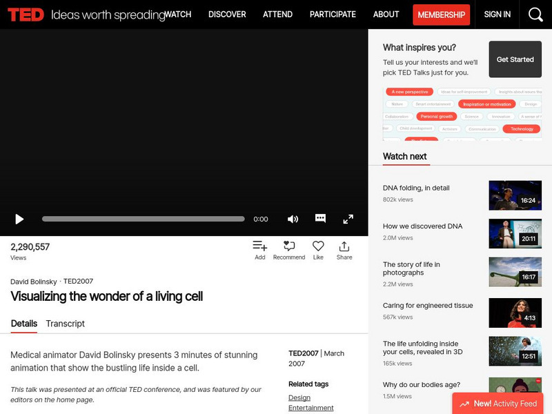 Ted: Ted Talks: David Bolinksky Animates a Cell Instructional Video Ted: Ted Talks: David Bolinksky Animates a Cell Instructional Video