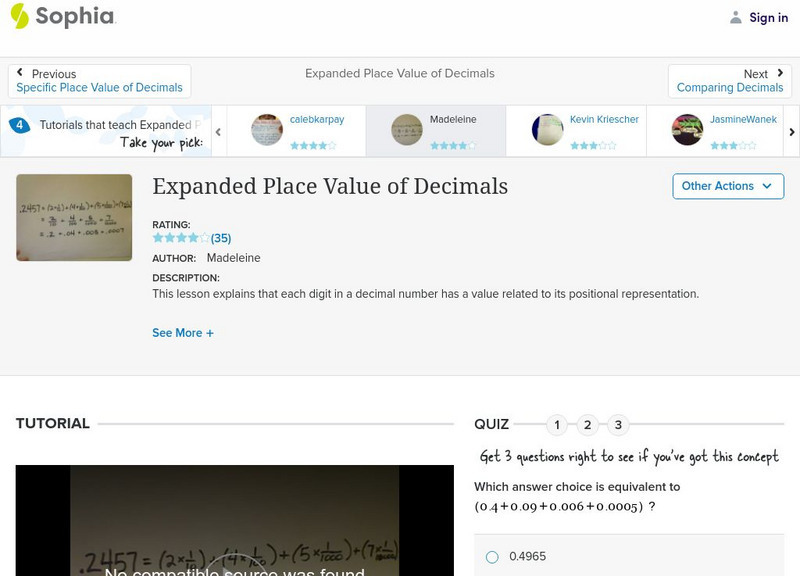Sophia: Expanded Place Value of Decimals Unit Plan Sophia: Expanded Place Value of Decimals Unit Plan