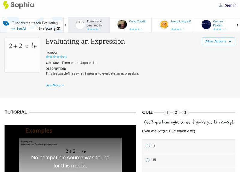 Sophia: Evaluating an Expression Instructional Video Sophia: Evaluating an Expression Instructional Video