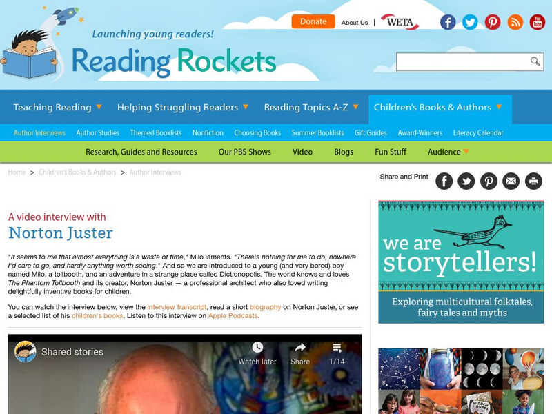 Reading Rockets: Author Interviews: Norton Juster Website Reading Rockets: Author Interviews: Norton Juster Website