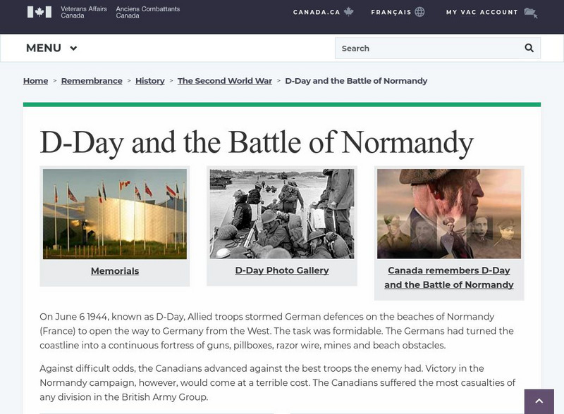 Veterans Affairs Canada: D Day Website